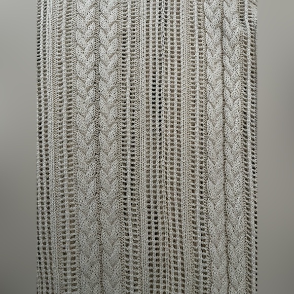 Molly Bracken Open Knit Cream Sweater with Ruffle Sleeves - Size Large - Picture 8 of 11